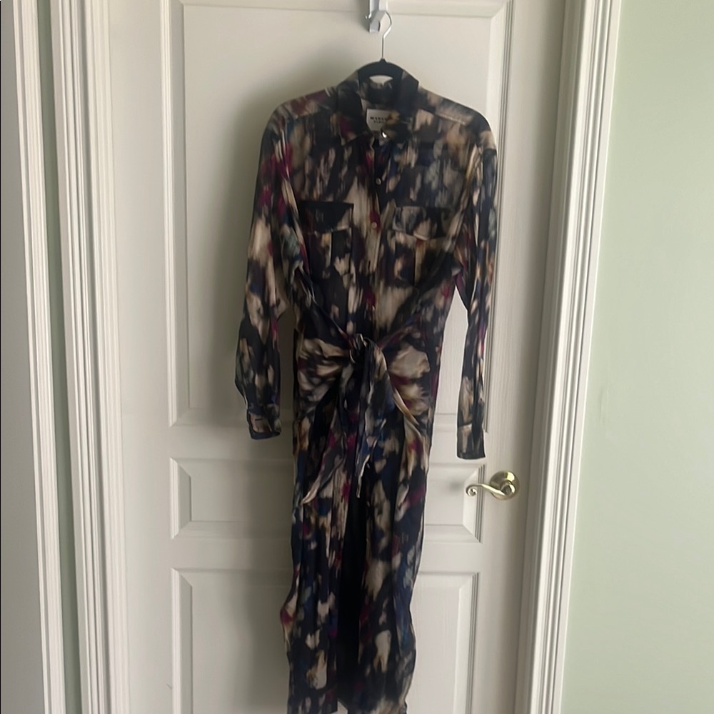 Isabel Marant Blue and Black Wrap Tie Front Dress